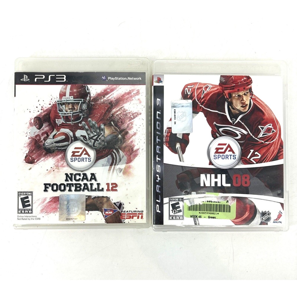 PS3 Game LOT NCAA Football 12 PlayStation 3 PS3 Disc & Case & NHL 08